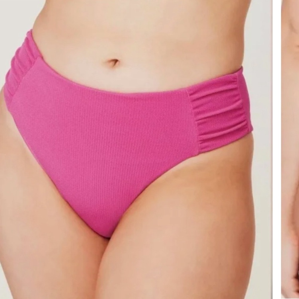 Andie NWT Swim THE RUCHED SIDE BIKINI BOTTOM Orchid Pink